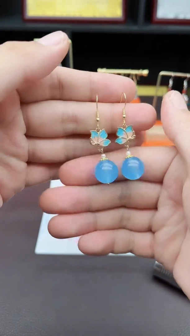 玛瑙/玉髓耳饰银S925镶嵌221000