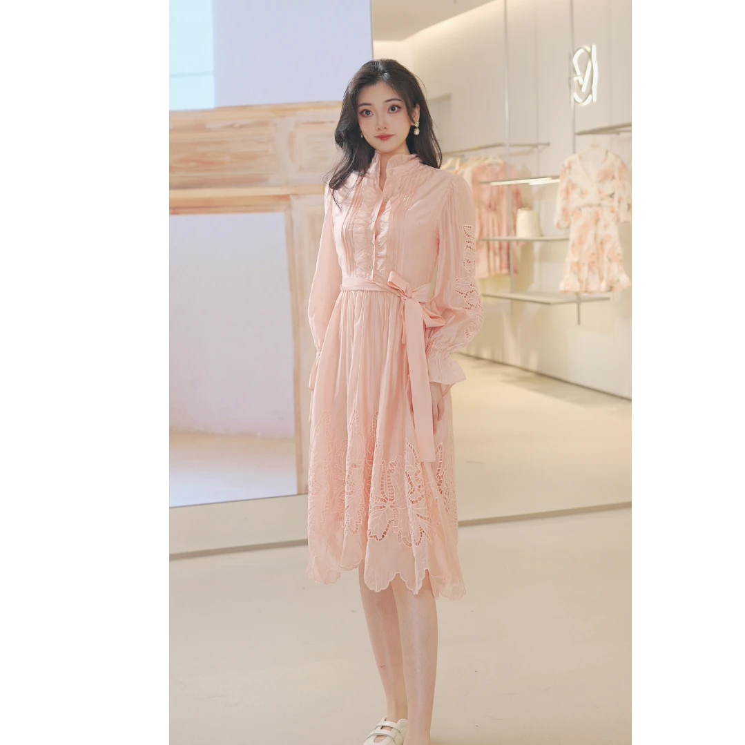 Migaino/曼娅奴2025年新款秋冬连衣裙气质长袖时尚法式优雅裙