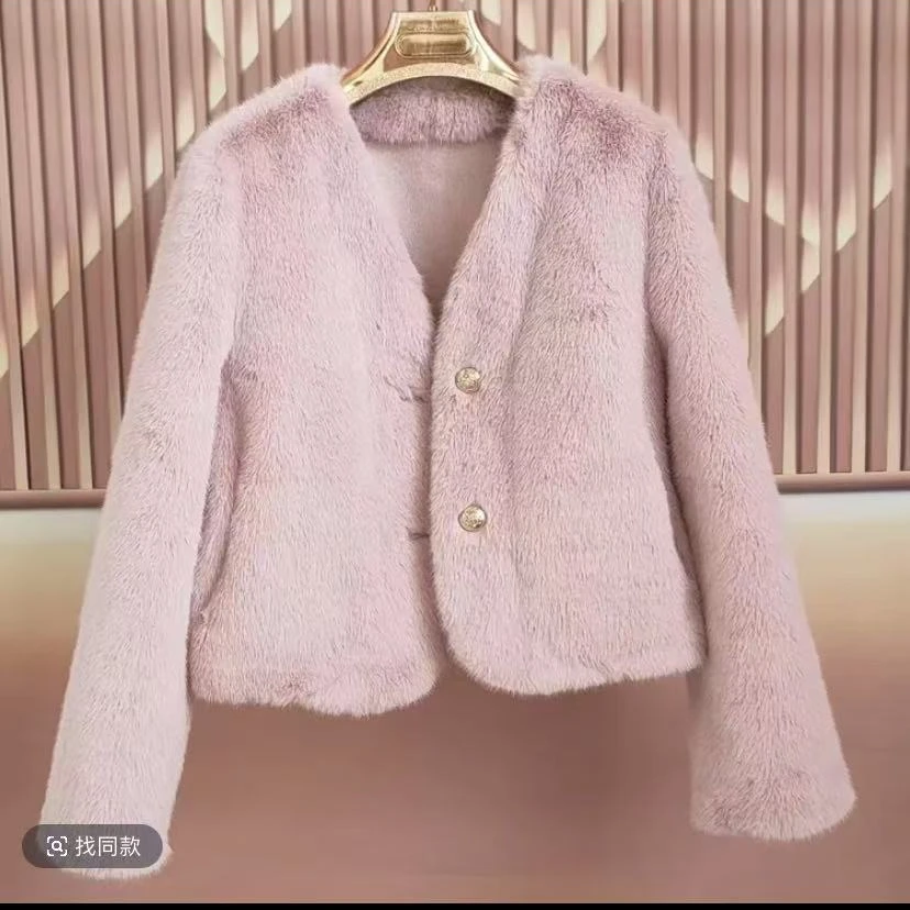 V领加厚冬季新款毛毛外套1030#