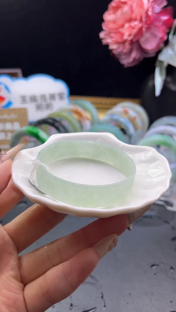 未镶嵌手镯定制翡翠57-58甜绿「定制不退不换」