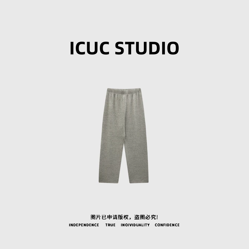 ICUC STUDIO-【小破裤】简约松紧腰羊毛休闲裤242