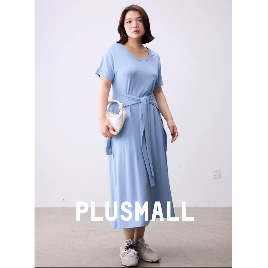PLUSMALL 双色气质显瘦连衣裙