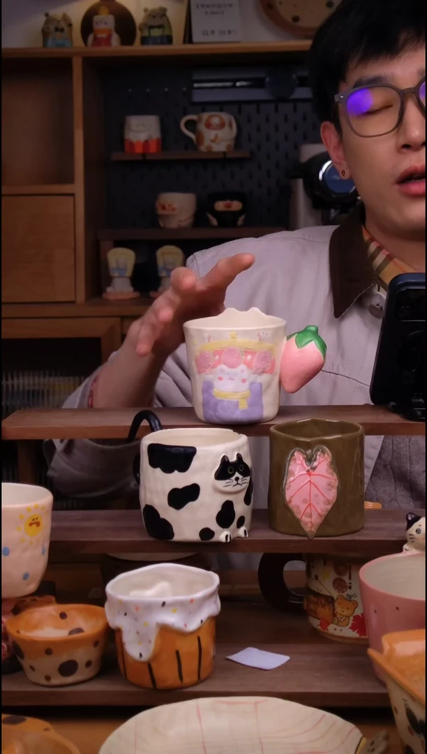 杯子陶景德镇可爱设计师款陶瓷