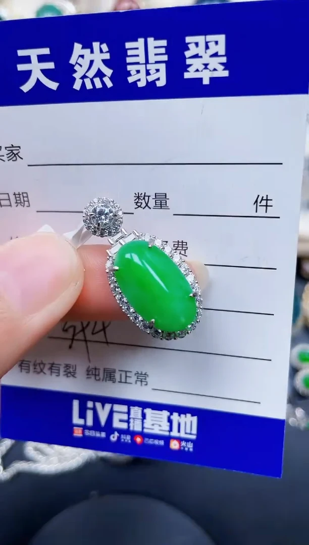颈饰银S925镶嵌翡翠394