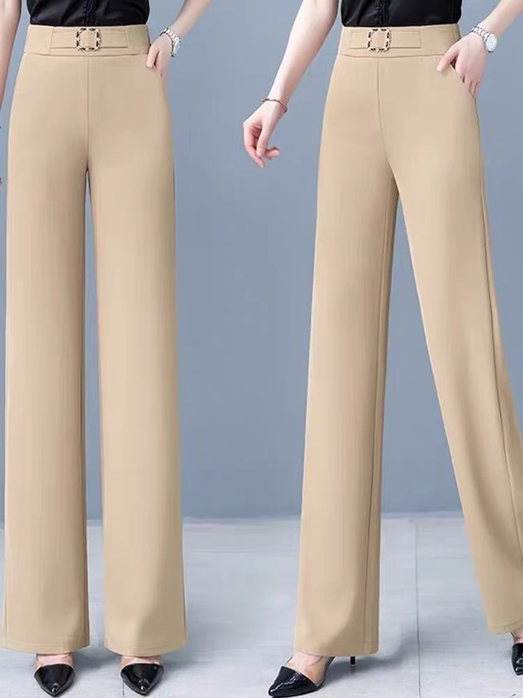 窄版阔腿裤夏季2025新款休闲高腰宽松直筒冰丝垂感长裤薄款6619