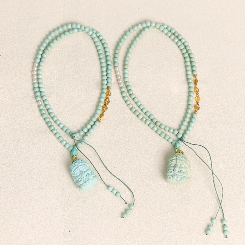 【叭哒不惑】多样性发一18K金15*20湖北绿松石+淡水珍珠项链长46cm