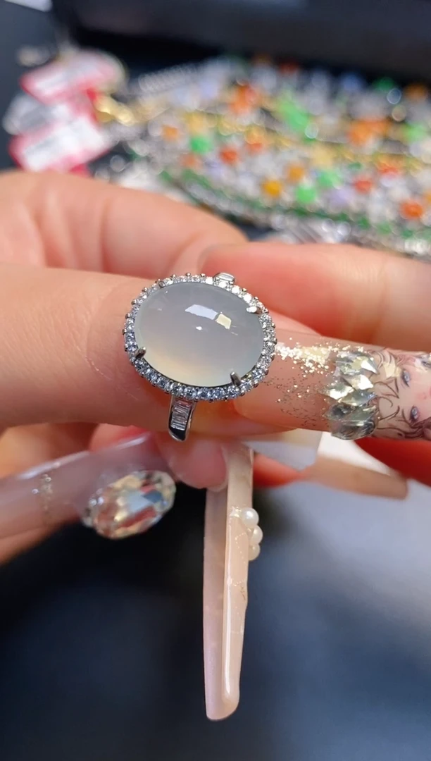 银S925镶嵌戒指翡翠天然