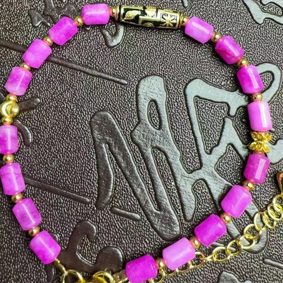 南非料-玉化粉樱花小米珠桶珠-手链-经典简约时尚款