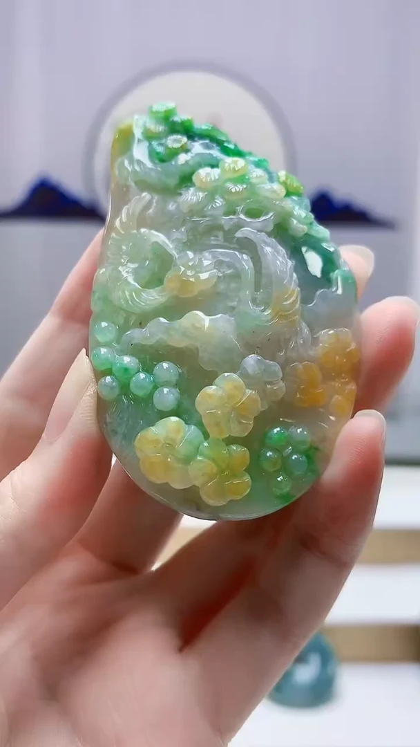 未镶嵌定制翡翠4917zm-毛货挂件190喜上眉梢