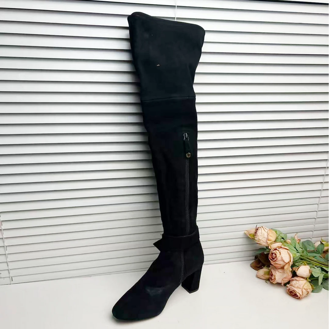 【只有一双】过膝靴子长靴羊皮时装靴X232