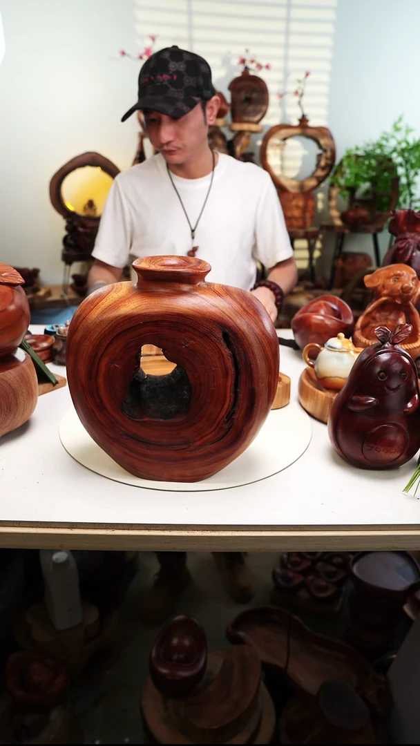 木?****见香樟木摆件/侘寂风花瓶