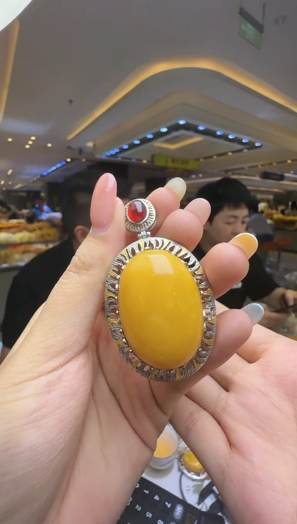 银S925镶嵌吊坠(不含链)蜜蜡多样性发一件-0429-021