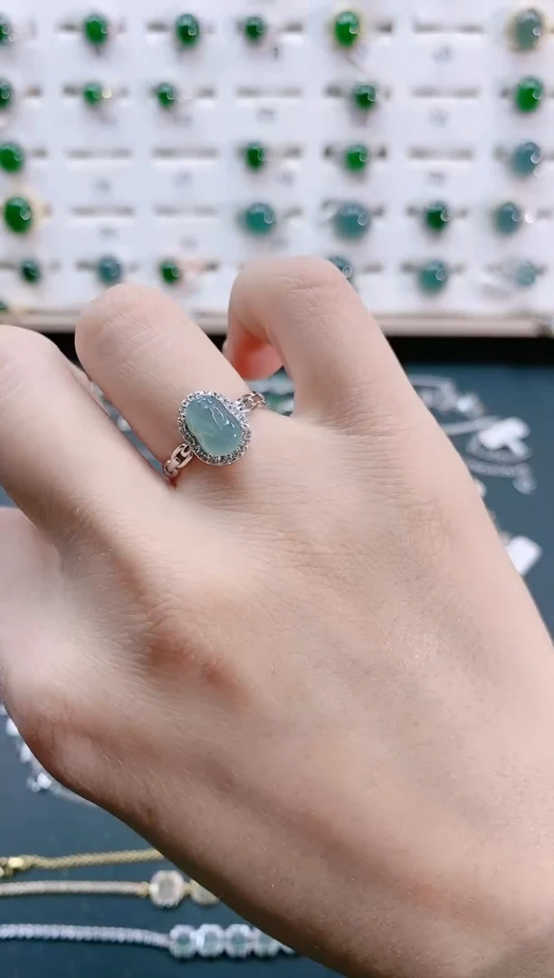 【闪购商品】翡翠戒指银S925镶嵌天然翡翠