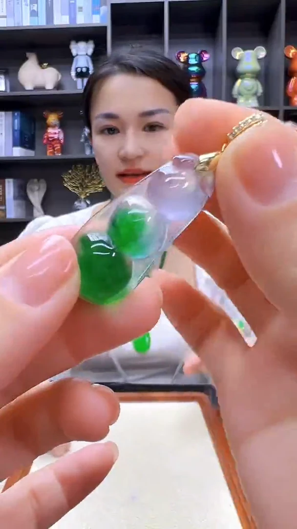 翡翠14K金镶嵌颈饰沉白diy劲饰