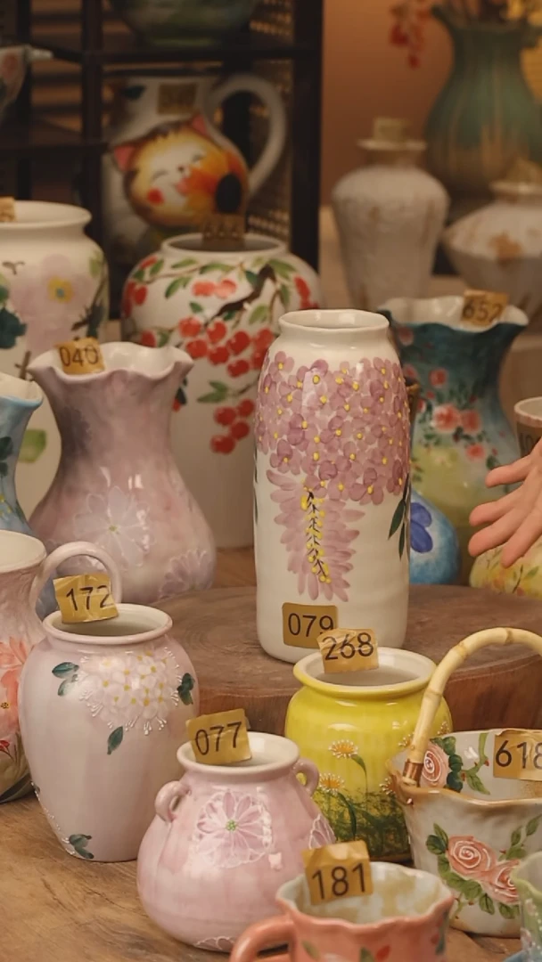 陶瓷景德镇设计师手作花器摆件侘寂风@M079@