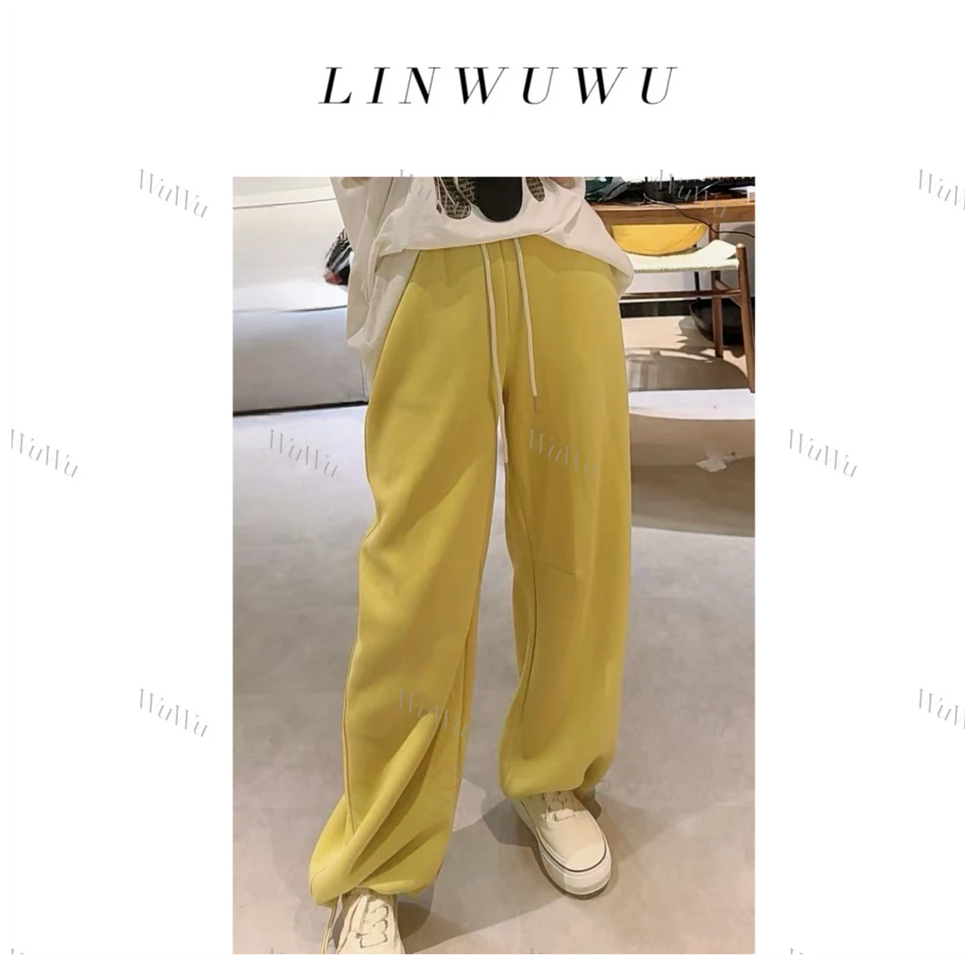 【五五定制】2025新款—春季时尚街头休闲抽绳束脚纯色宽松卫裤
