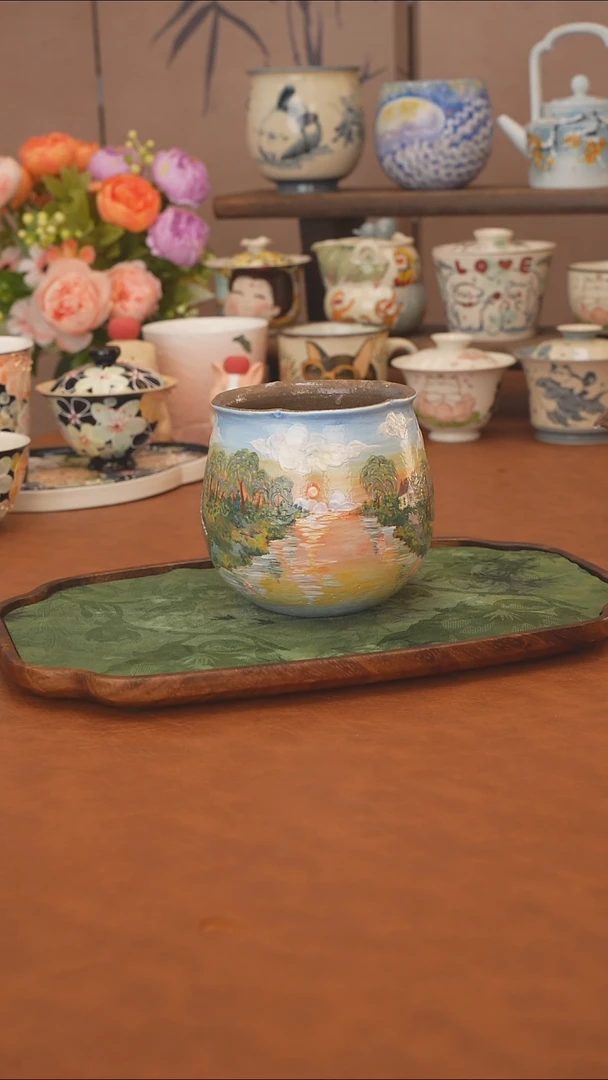 石一 落日渔村手握杯