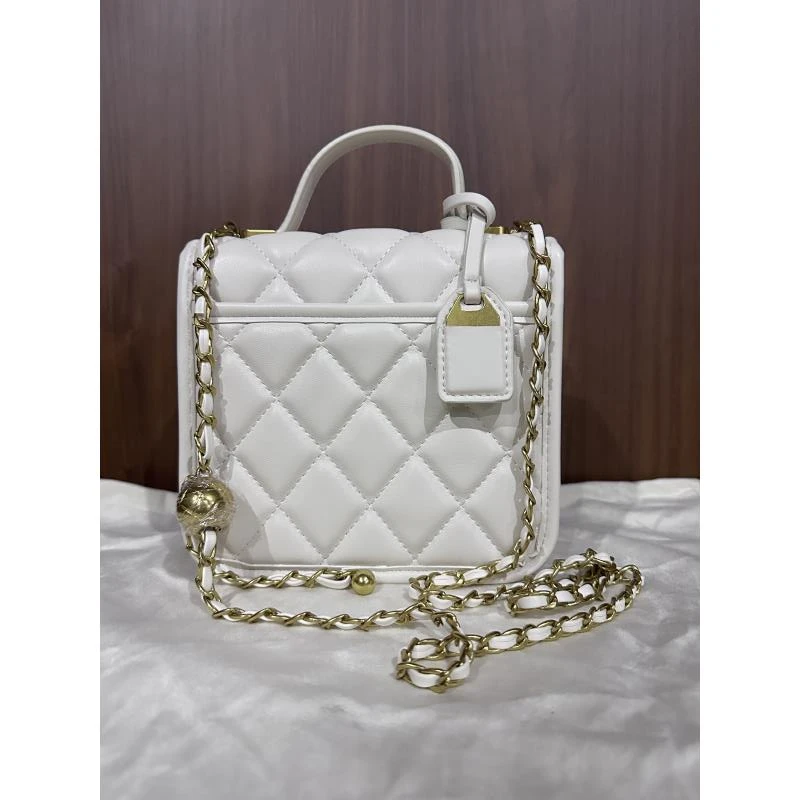 HIRMRIS手工真皮包18-551183-米白 方块金球香-胖如意