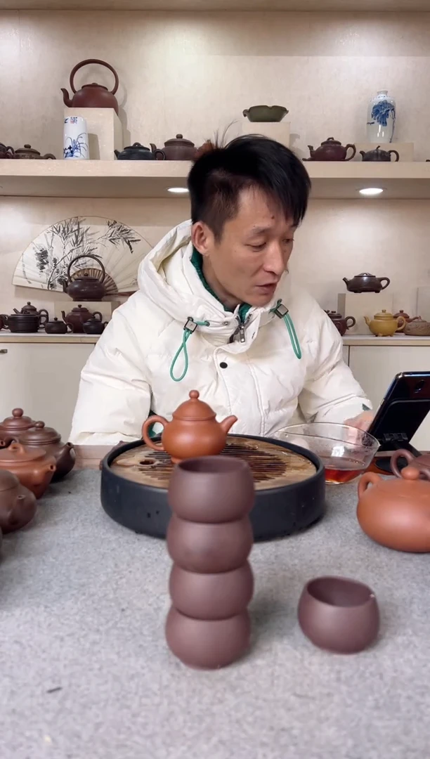 【闪购商品】紫砂茶壶五只紫砂杯 紫泥 半手工