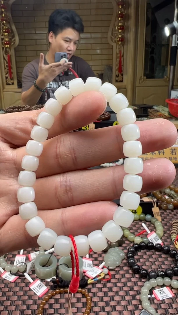 未镶嵌手串和田玉@**@米达直切手串卡7*8