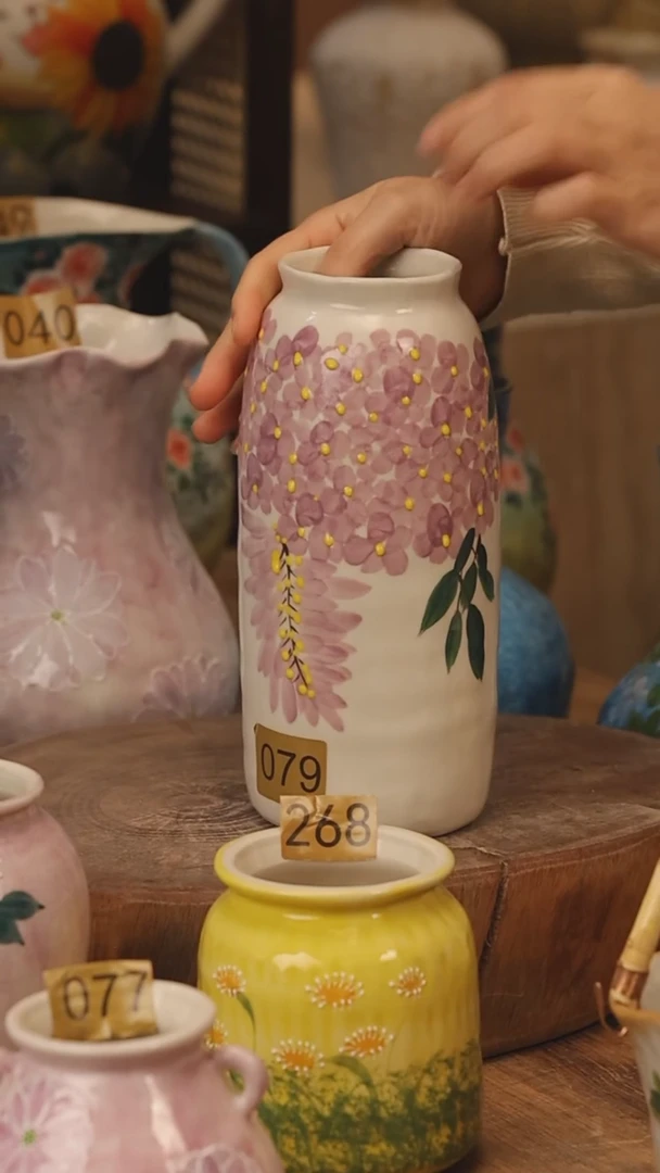 陶瓷景德镇设计师手作花器摆件侘寂风@M079@