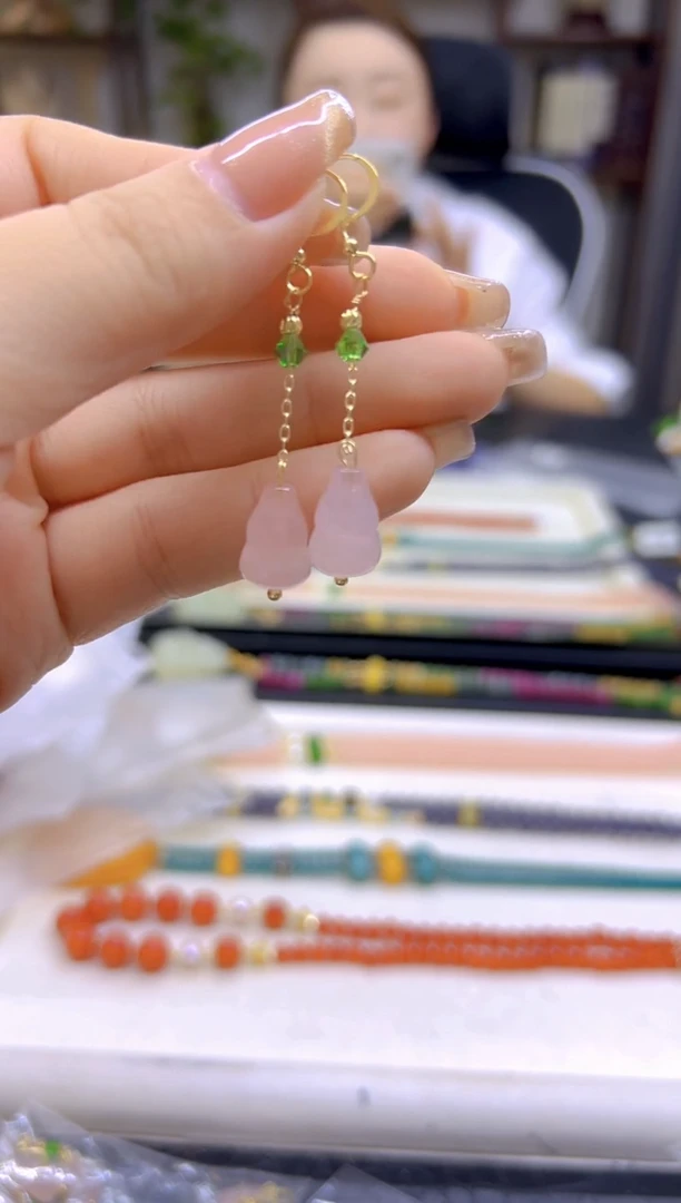 和田玉14K金镶嵌耳饰DIY款E310