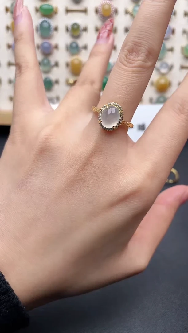 【闪购商品】翡翠戒指银S925镶嵌一物一证一礼盒