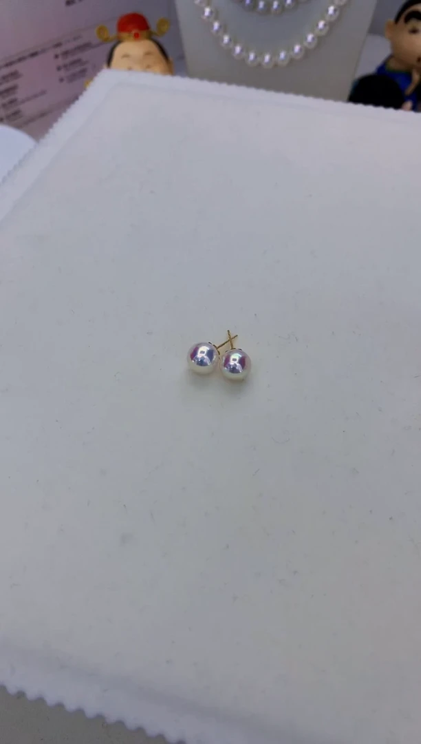 18K金镶嵌海水珍珠饰品8-8.5素钉定制