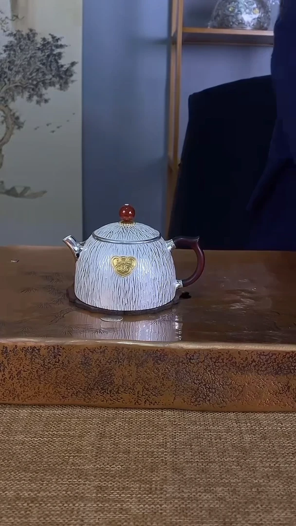 不二银工银白秦权泡茶壶 约129克 150ml 足银999