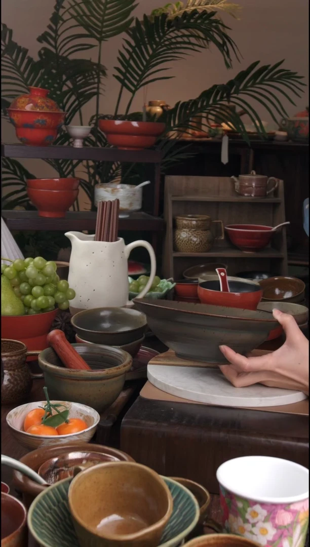 碗景德镇手工高温餐具春盛草帽