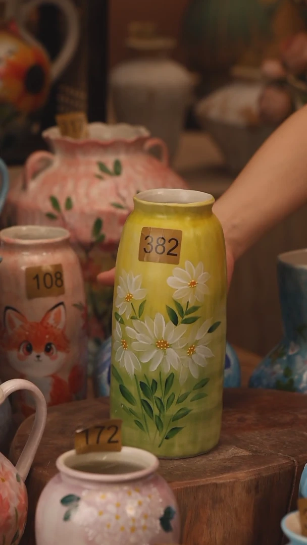 陶瓷382景德镇设计师手作花器摆件侘寂风