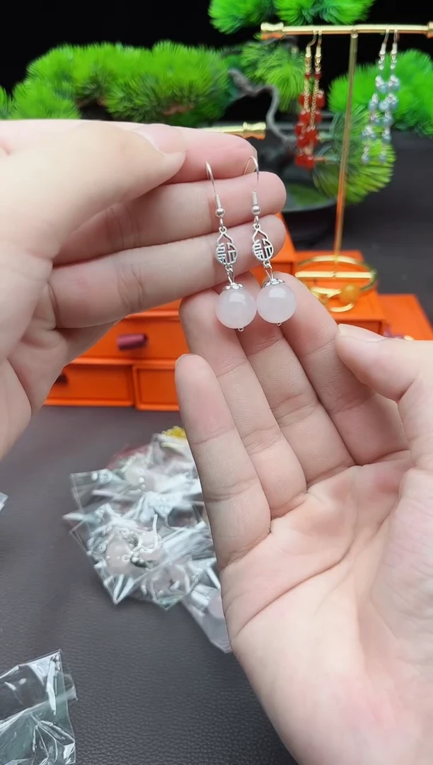 水晶耳饰银S925镶嵌p11