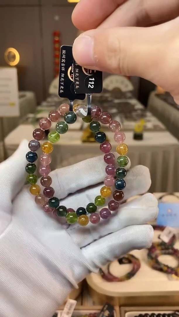 未镶嵌老矿碧玺彩虹冰体单圈手串7mm+碧玺多样性发货一条xion