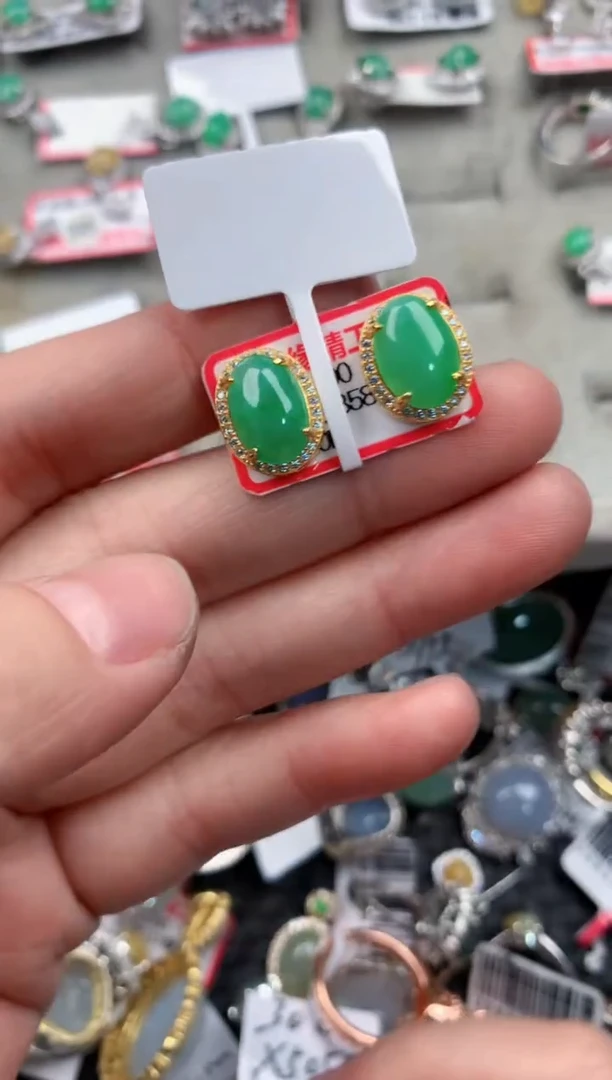 银S925镶嵌戒指翡翠12                  5