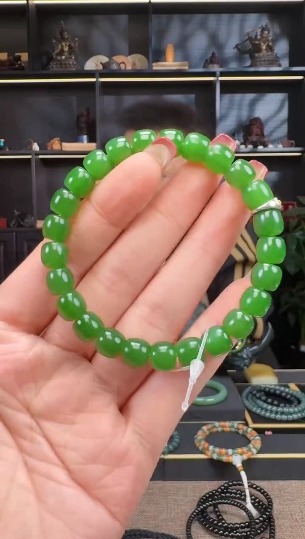 【闪购商品】和田玉1未镶嵌8.5mm碧玉极致手串