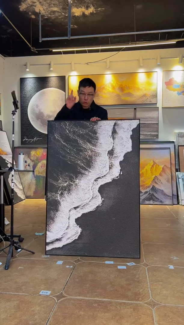 竖款90*130.海浪.黑框