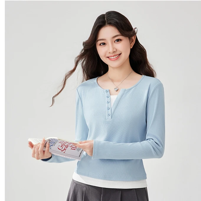 IEF/爱依服大码女装2025秋季新款假两件设计通勤百搭上衣