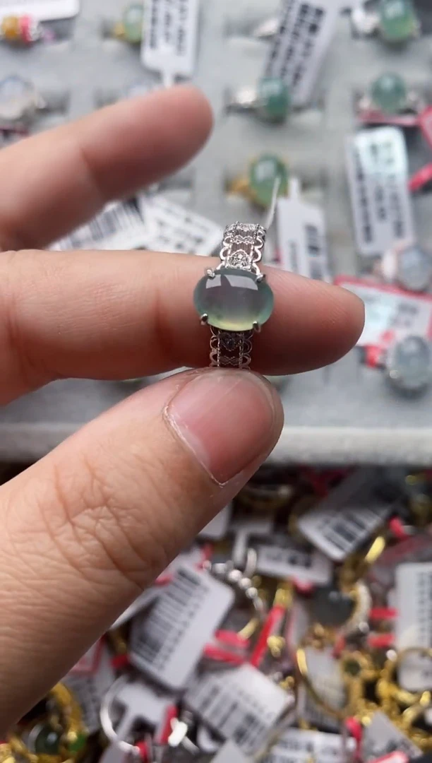 【闪购商品】翡翠戒指银S925镶嵌7777---1