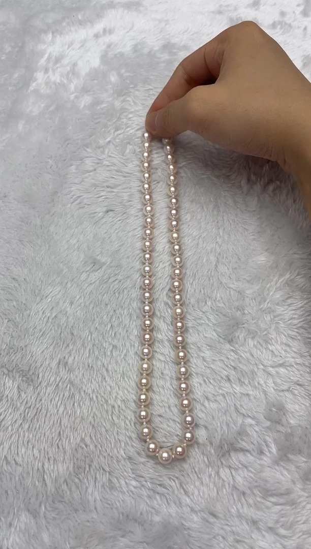 海水珍珠银S925镶嵌项链AK7.5-8mm