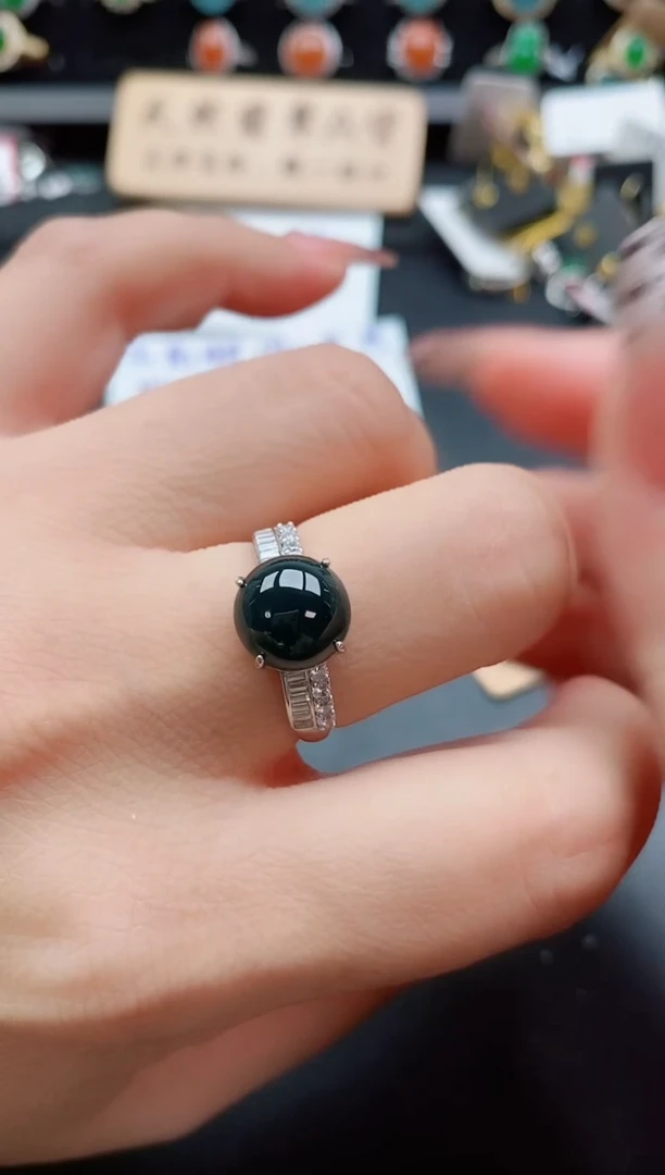 银S925镶嵌戒指翡翠1