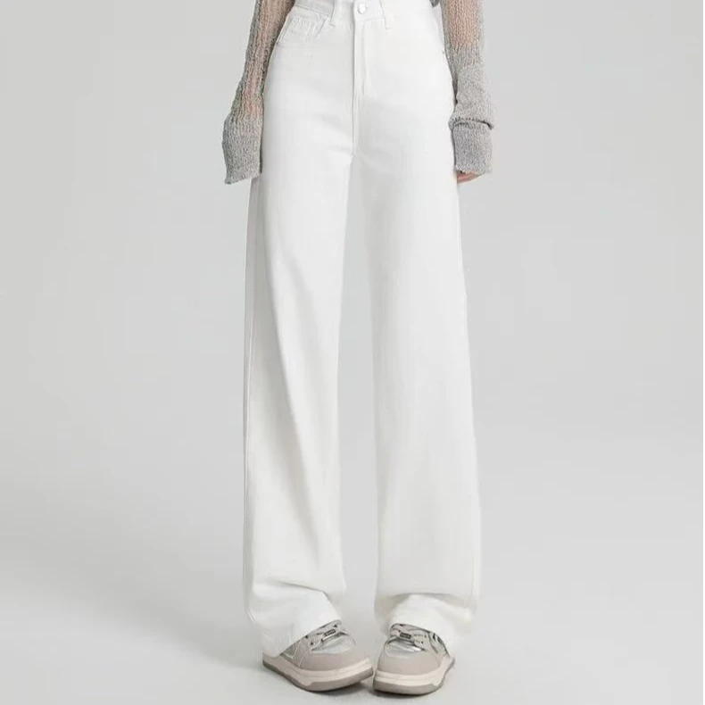 【主播身上同款牛仔裤】2025新款高腰窄版阔腿裤垂感牛仔阔腿牛仔