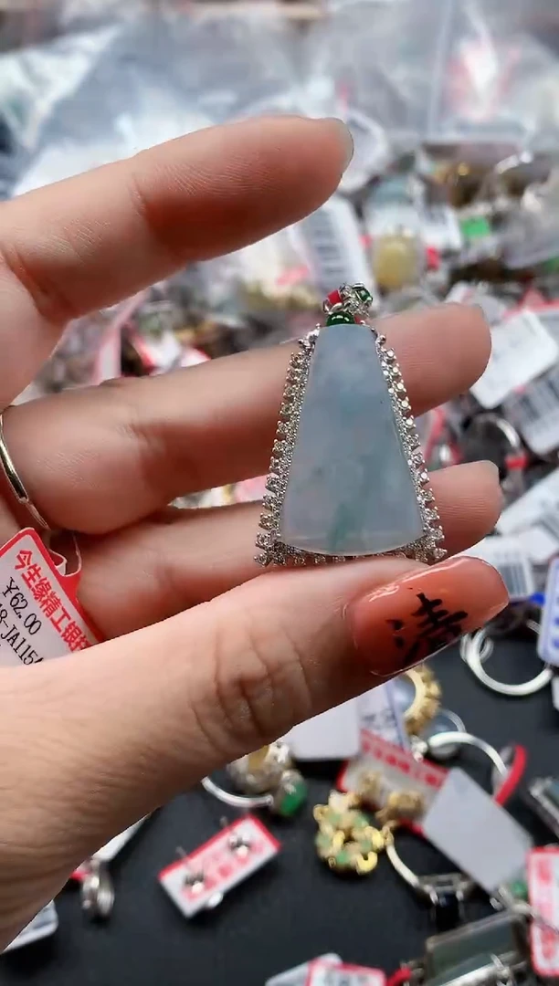 银S925镶嵌戒指翡翠天然A货缅甸翡翠