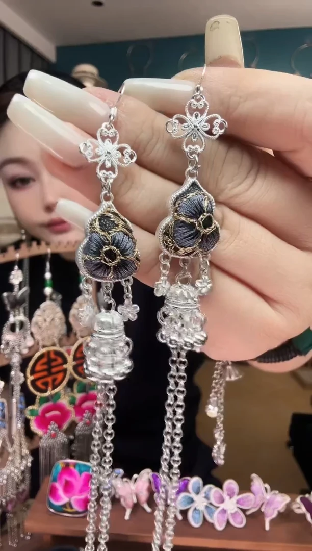 刺绣纯手工民族风刺绣耳环