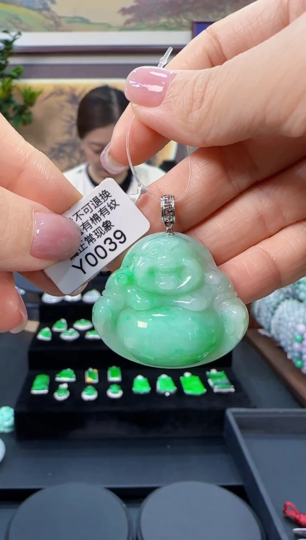 颈饰18K金镶嵌翡翠Y0039   佛公