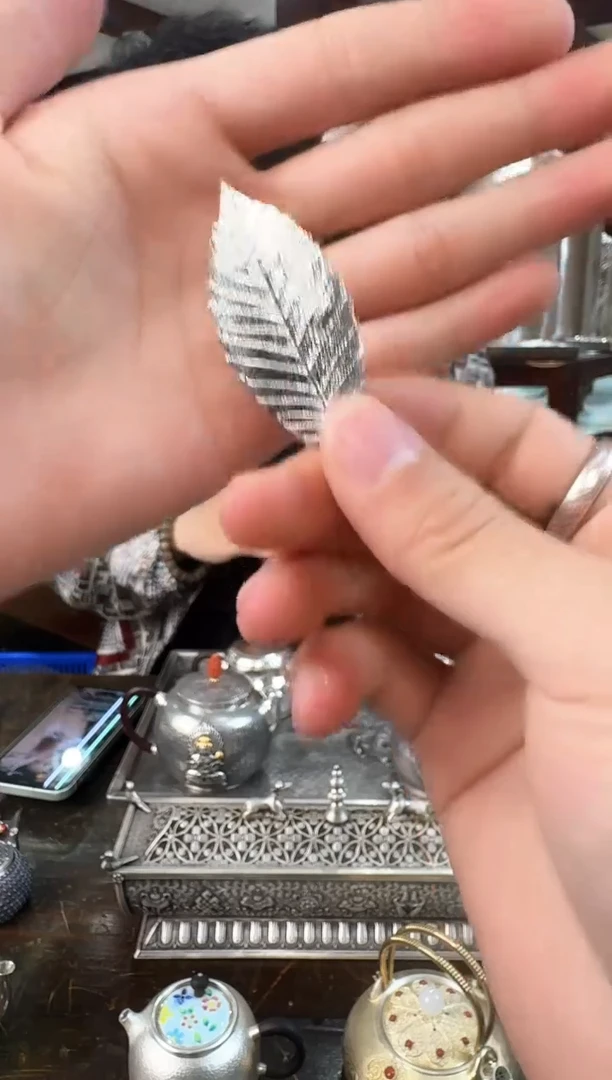 【闪购商品】足银999精工银叶子摆件