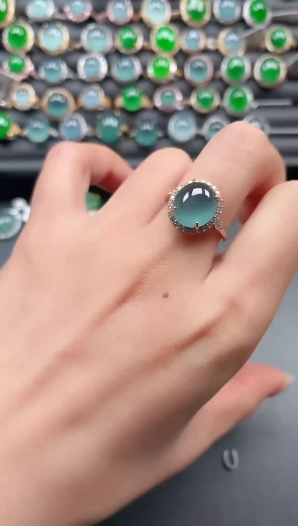 银S925镶嵌戒指翡翠111