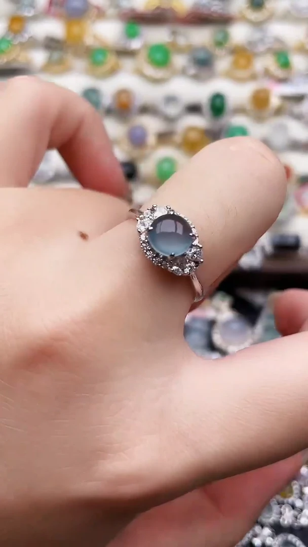 银S925镶嵌戒指翡翠55