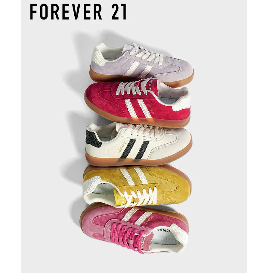 F21真皮德训鞋女款2025新款秋季软底轻便百搭休闲加绒运动板鞋