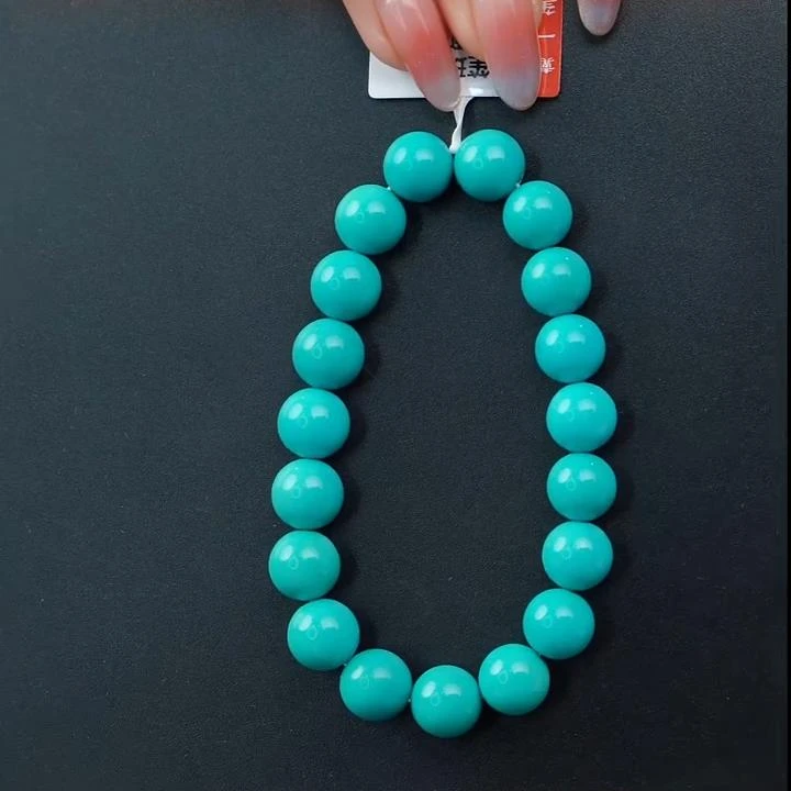 【一笙珠宝 】传世级暴力蓝湖北原矿绿松手串约10mmYS21379多样性发