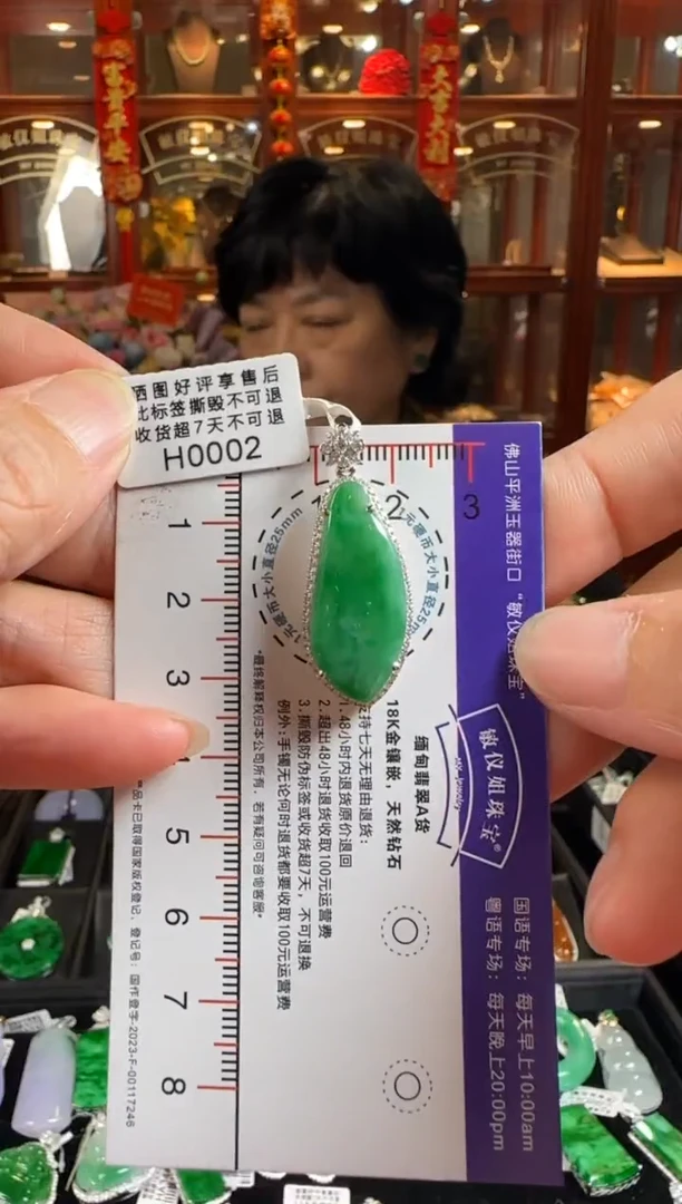 颈饰18K金镶嵌翡翠H0002绿福瓜